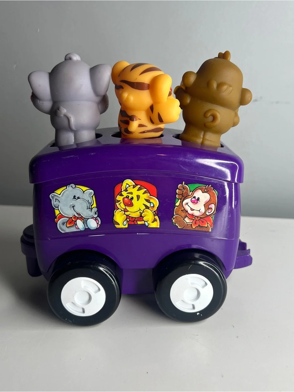 Little Tikes Purple Choo Zoo Train w/ Monkey, Tiger, & Elephant Figures - WORKS!